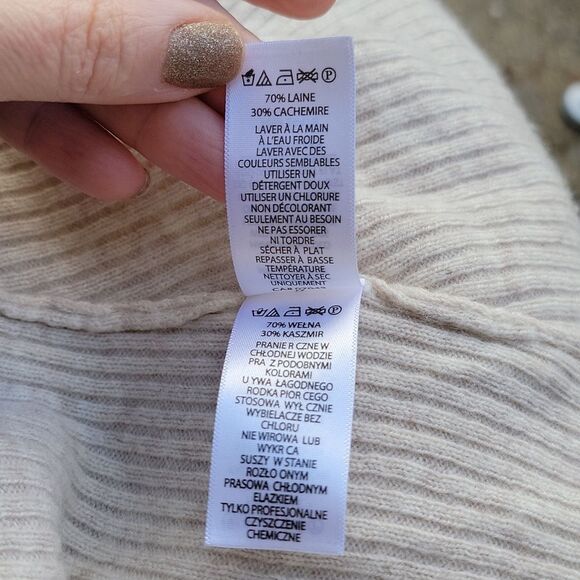 Cynthia Rowley wool cashmere open ribbed cardigan shawl color cream classic sz M - Picture 8 of 11